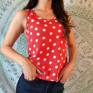 Red & White Polka Dot Tank with Open Back